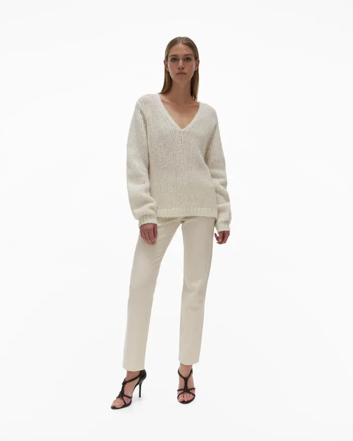 Women DoubleV Sweater Ivory Helmut Lang Sweaters