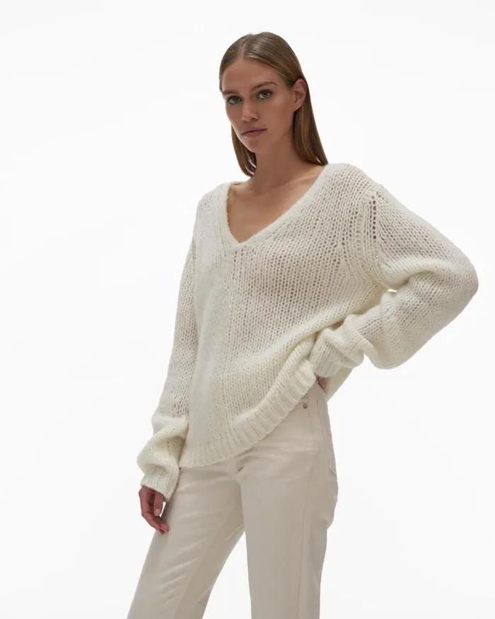 Women DoubleV Sweater Ivory Helmut Lang Sweaters