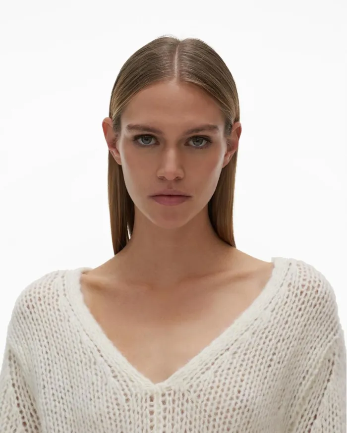 Women DoubleV Sweater Ivory Helmut Lang Sweaters