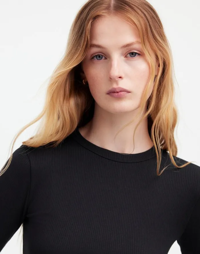 Women Drapey Rib LongSleeve Tee Jet Black Madewell Tees
