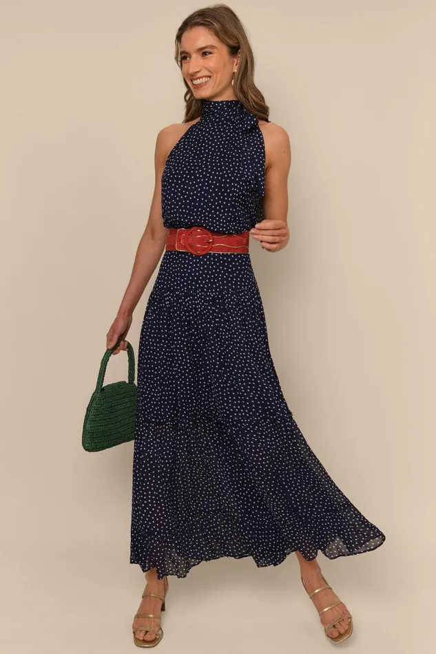 Women Dresses RIXO Abi Mini Navy Polka Dot