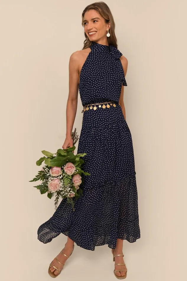 Women Dresses RIXO Abi Mini Navy Polka Dot Women Dresses RIXO Abi Mini Navy Polka Dot