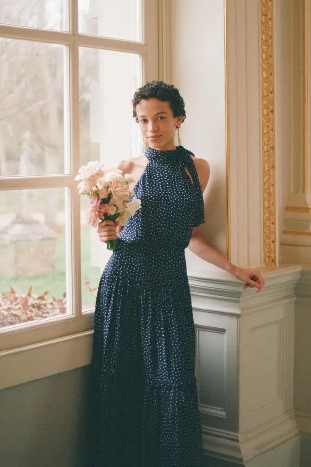 Women Dresses RIXO Abi Mini Navy Polka Dot Women Dresses RIXO Abi Mini Navy Polka Dot