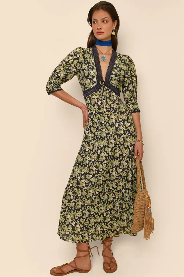 Women Dresses RIXO Amina Marais Floral Green