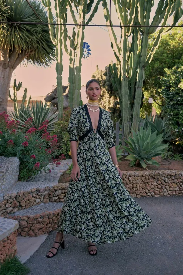 Women Dresses RIXO Amina Marais Floral Green Women Dresses RIXO Amina Marais Floral Green