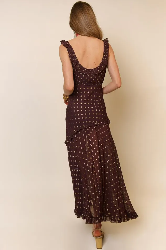Women Dresses RIXO Barrette Chocolate Lurex Spot Women Dresses RIXO Barrette Chocolate Lurex Spot