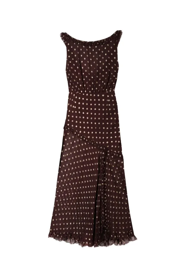 Women Dresses RIXO Barrette Chocolate Lurex Spot Women Dresses RIXO Barrette Chocolate Lurex Spot