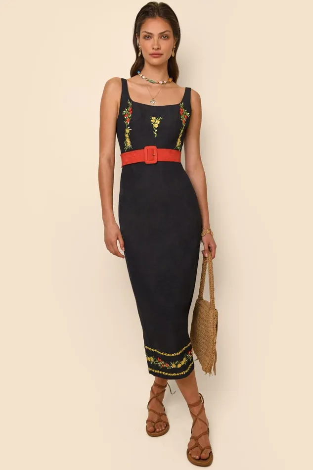 Women Dresses RIXO Benedict Summer Embroidery Black Women Dresses RIXO Benedict Summer Embroidery Black