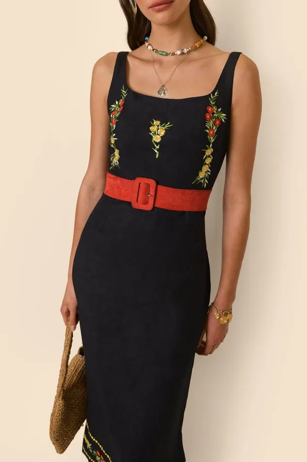 Women Dresses RIXO Benedict Summer Embroidery Black Women Dresses RIXO Benedict Summer Embroidery Black