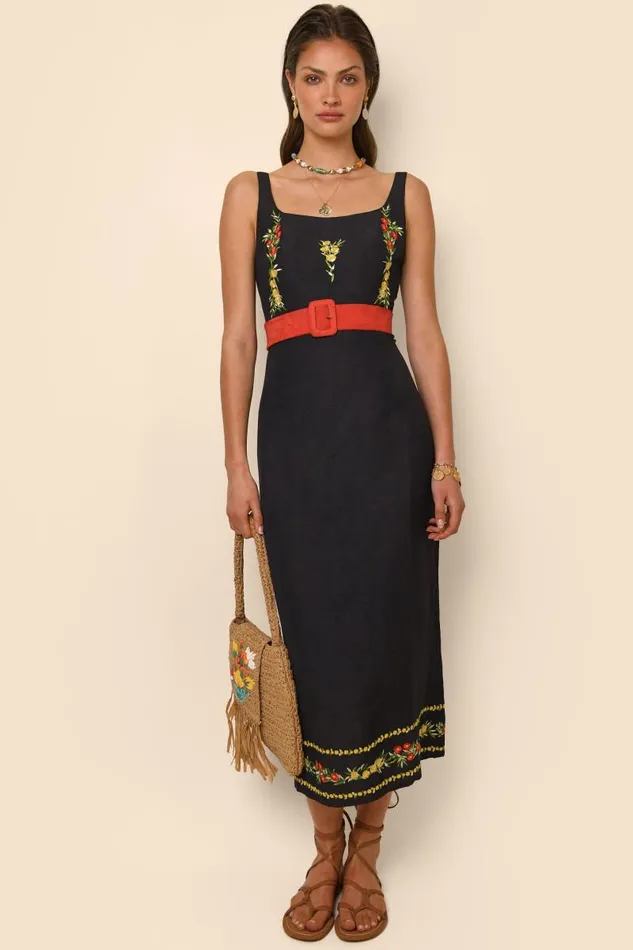 Women Dresses RIXO Benedict Summer Embroidery Black Women Dresses RIXO Benedict Summer Embroidery Black