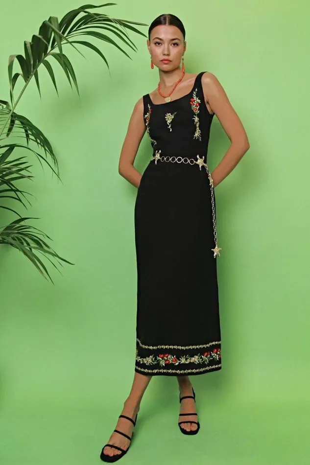 Women Dresses RIXO Benedict Summer Embroidery Black Women Dresses RIXO Benedict Summer Embroidery Black
