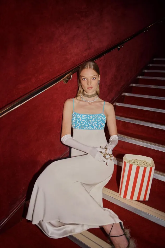 Women Dresses RIXO Brandon Aqua Embroidery