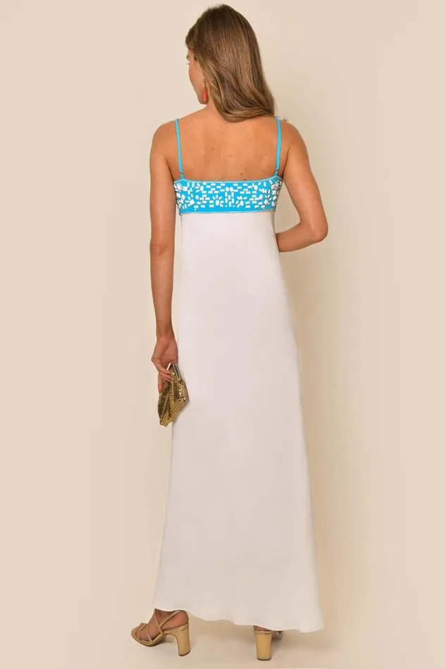 Women Dresses RIXO Brandon Aqua Embroidery Women Dresses RIXO Brandon Aqua Embroidery