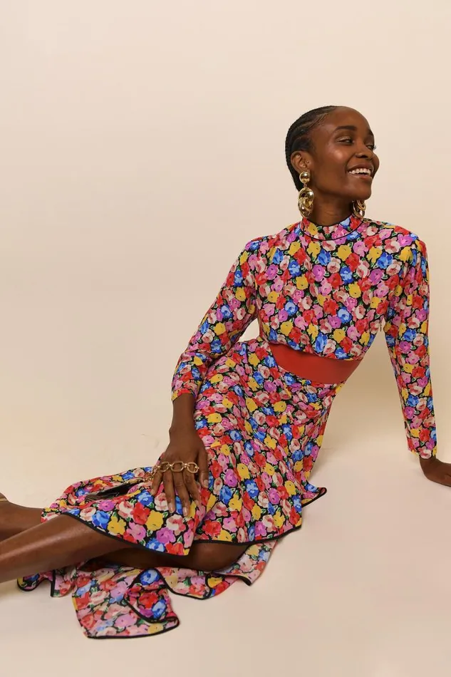 Women Dresses RIXO Cherie Multi English Rose Women Dresses RIXO Cherie Multi English Rose