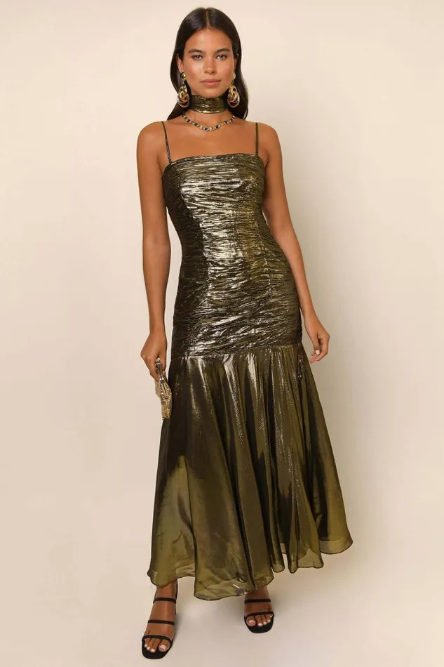 Women Dresses RIXO Claudette Gold