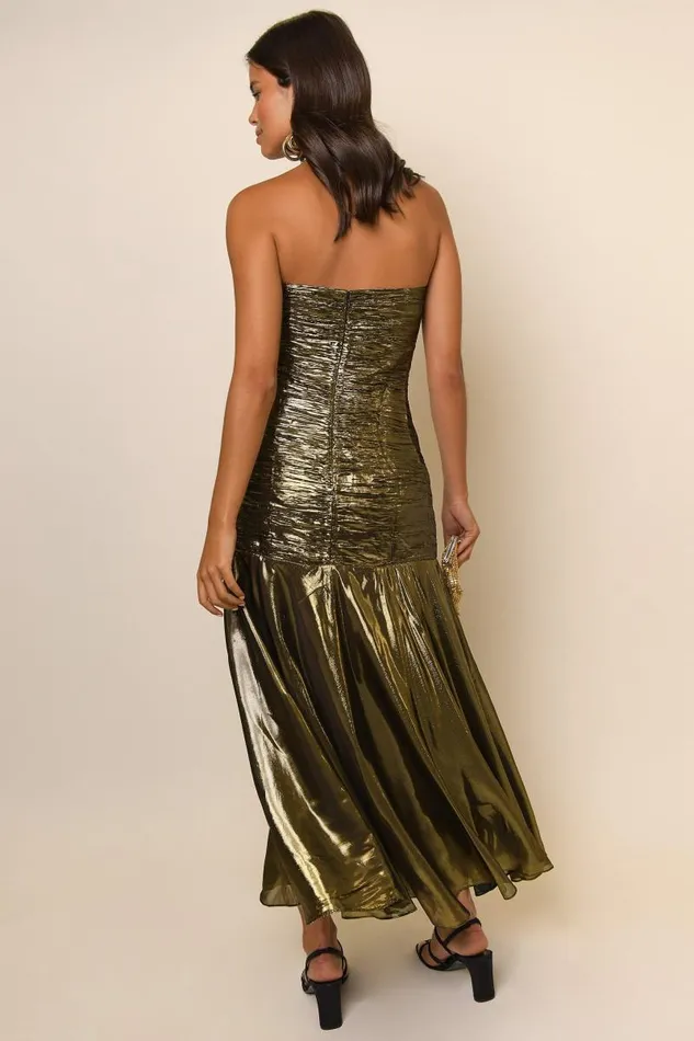 Women Dresses RIXO Claudette Gold Women Dresses RIXO Claudette Gold