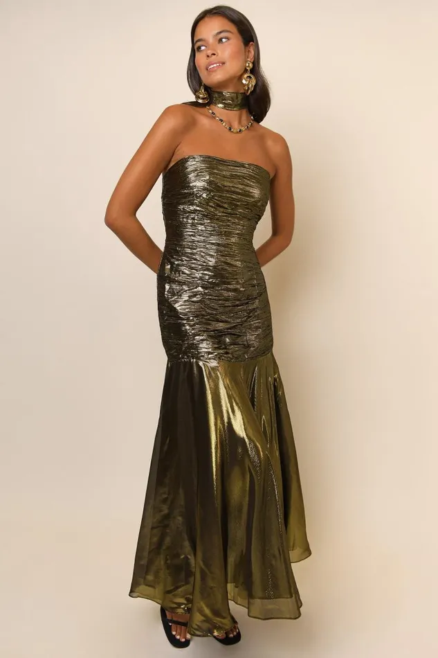 Women Dresses RIXO Claudette Gold Women Dresses RIXO Claudette Gold