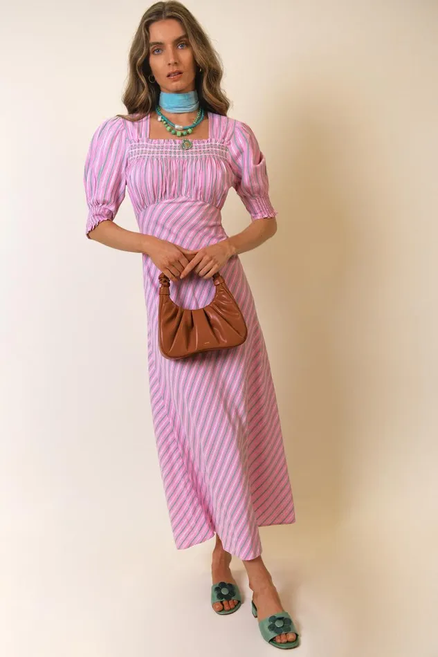 Women Dresses RIXO Corsica Pink Sunlounge Stripe