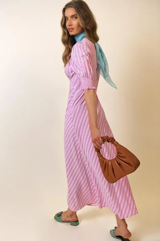 Women Dresses RIXO Corsica Pink Sunlounge Stripe Women Dresses RIXO Corsica Pink Sunlounge Stripe