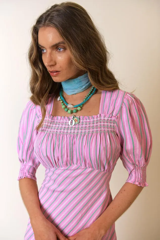 Women Dresses RIXO Corsica Pink Sunlounge Stripe Women Dresses RIXO Corsica Pink Sunlounge Stripe