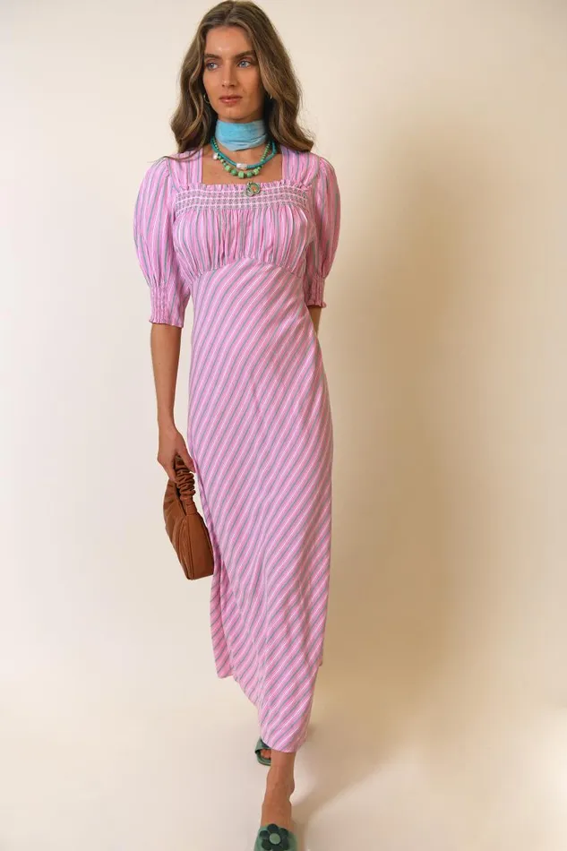 Women Dresses RIXO Corsica Pink Sunlounge Stripe Women Dresses RIXO Corsica Pink Sunlounge Stripe