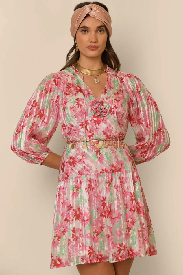 Women Dresses RIXO Devi Pink Daisy Trail