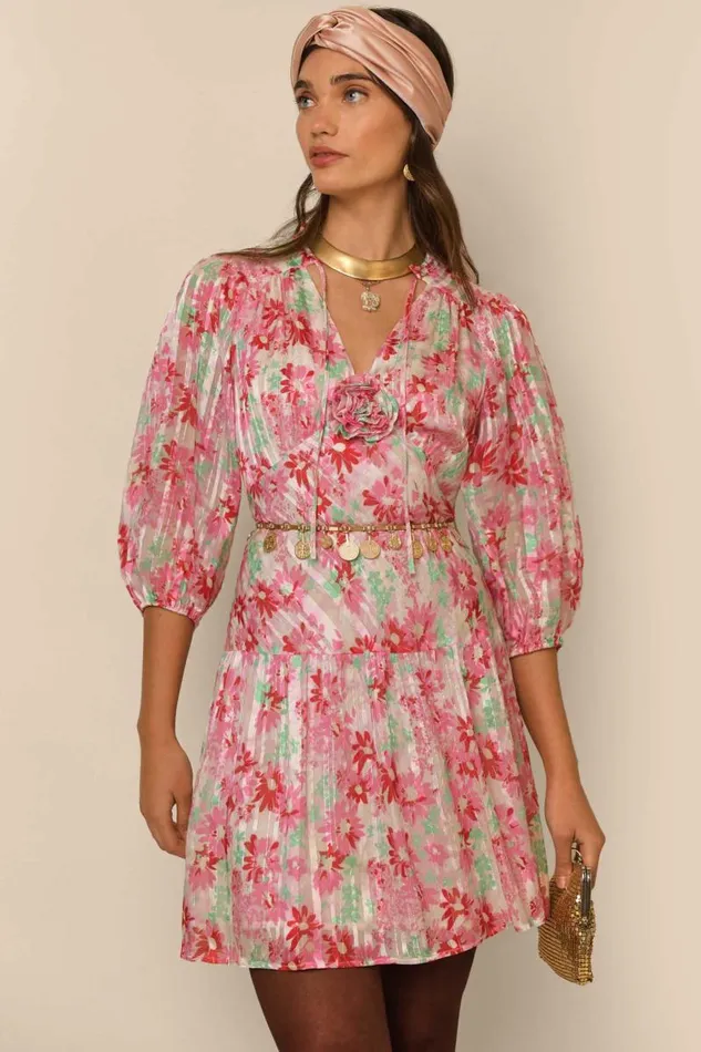 Women Dresses RIXO Devi Pink Daisy Trail Women Dresses RIXO Devi Pink Daisy Trail