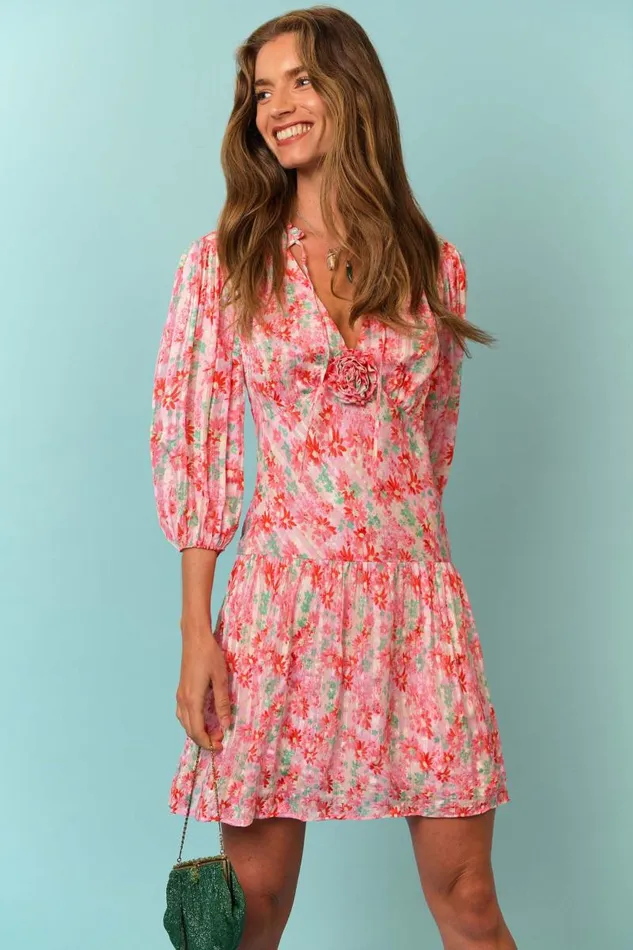 Women Dresses RIXO Devi Pink Daisy Trail Women Dresses RIXO Devi Pink Daisy Trail