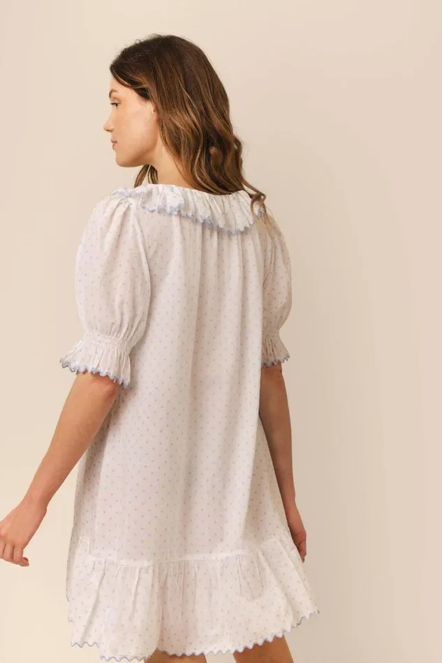 Women Dresses RIXO Elen Steel Blue Polka Dot Women Dresses RIXO Elen Steel Blue Polka Dot