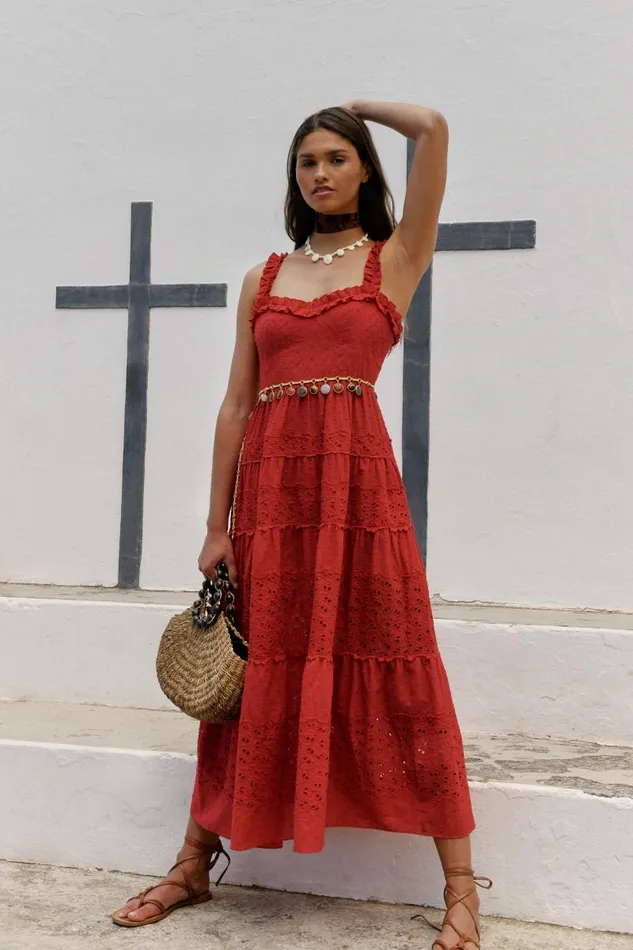 Women Dresses RIXO Evander Red Women Dresses RIXO Evander Red