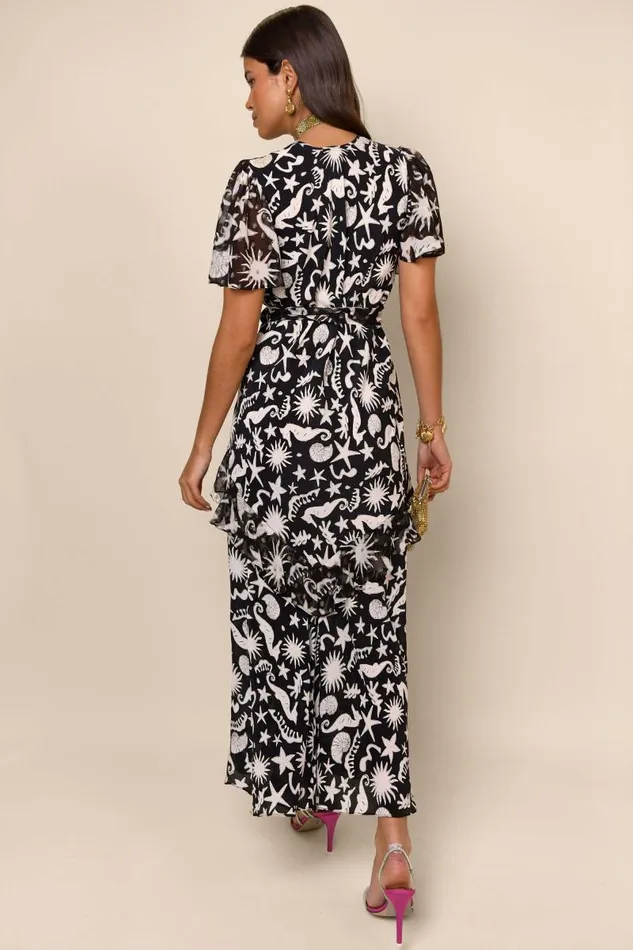 Women Dresses RIXO Evie Abstract Ocean Black
