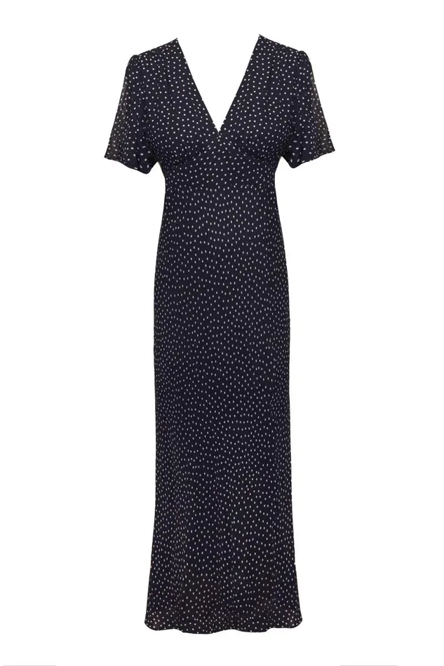 Women Dresses RIXO Florida Mini Navy Polka Dot Women Dresses RIXO Florida Mini Navy Polka Dot