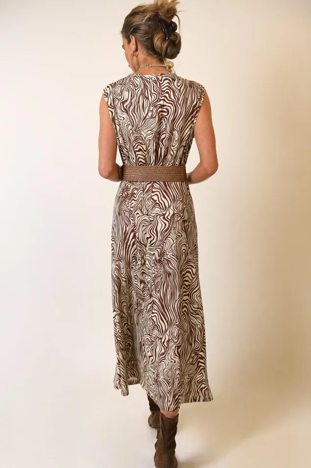 Women Dresses RIXO Gillie Brown Marble Zebra Women Dresses RIXO Gillie Brown Marble Zebra