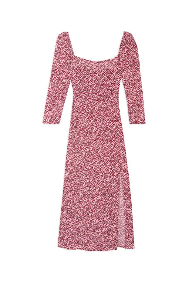 Women Dresses RIXO Hattie Burgundy Shadow Ditsy