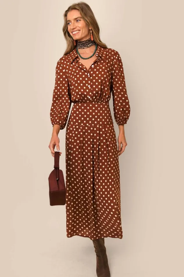 Women Dresses RIXO Izzy Copper Dot Women Dresses RIXO Izzy Copper Dot