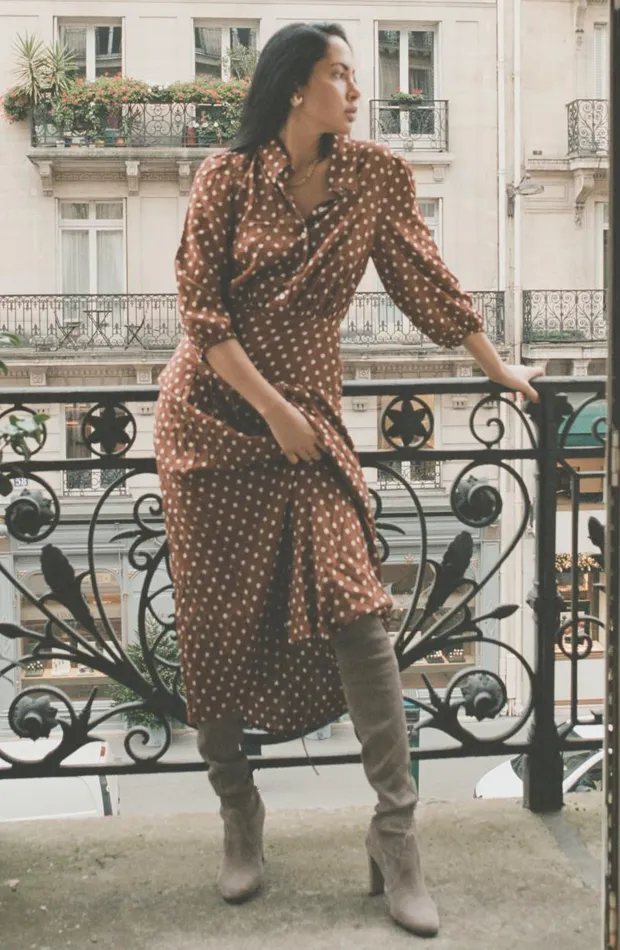 Women Dresses RIXO Izzy Copper Dot Women Dresses RIXO Izzy Copper Dot