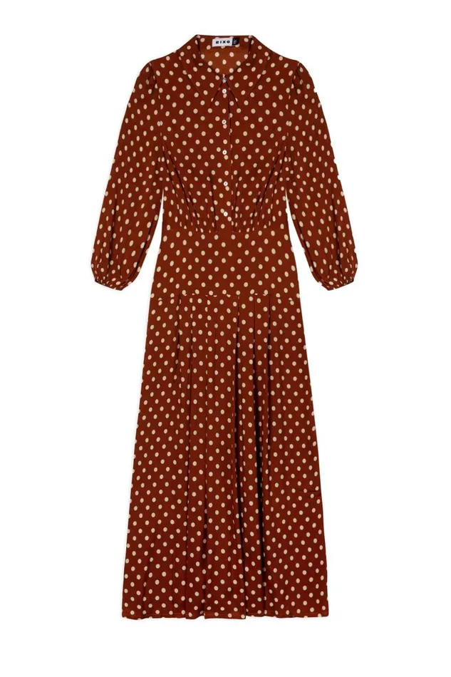Women Dresses RIXO Izzy Copper Dot Women Dresses RIXO Izzy Copper Dot