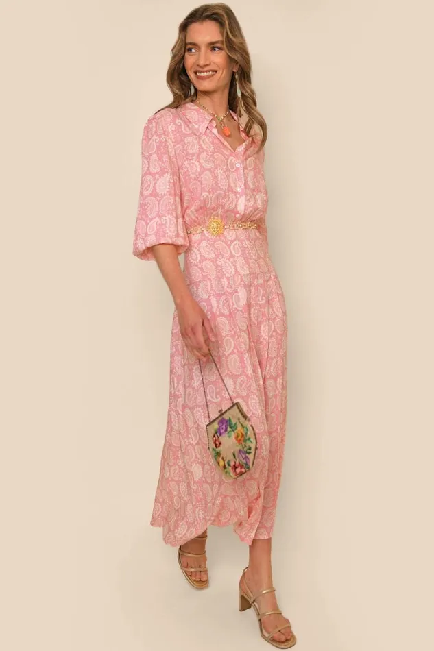 Women Dresses RIXO Izzy Paisley Stamp Pink Women Dresses RIXO Izzy Paisley Stamp Pink