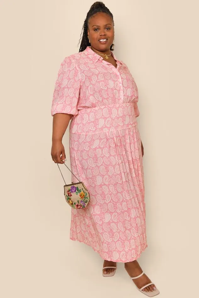 Women Dresses RIXO Izzy Paisley Stamp Pink Women Dresses RIXO Izzy Paisley Stamp Pink