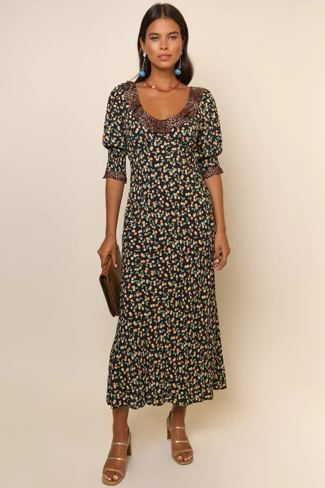 Women Dresses RIXO Juliette Black Cherry