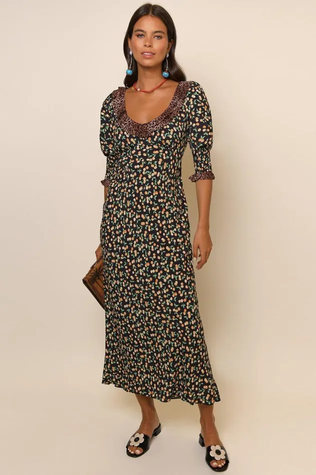 Women Dresses RIXO Juliette Black Cherry