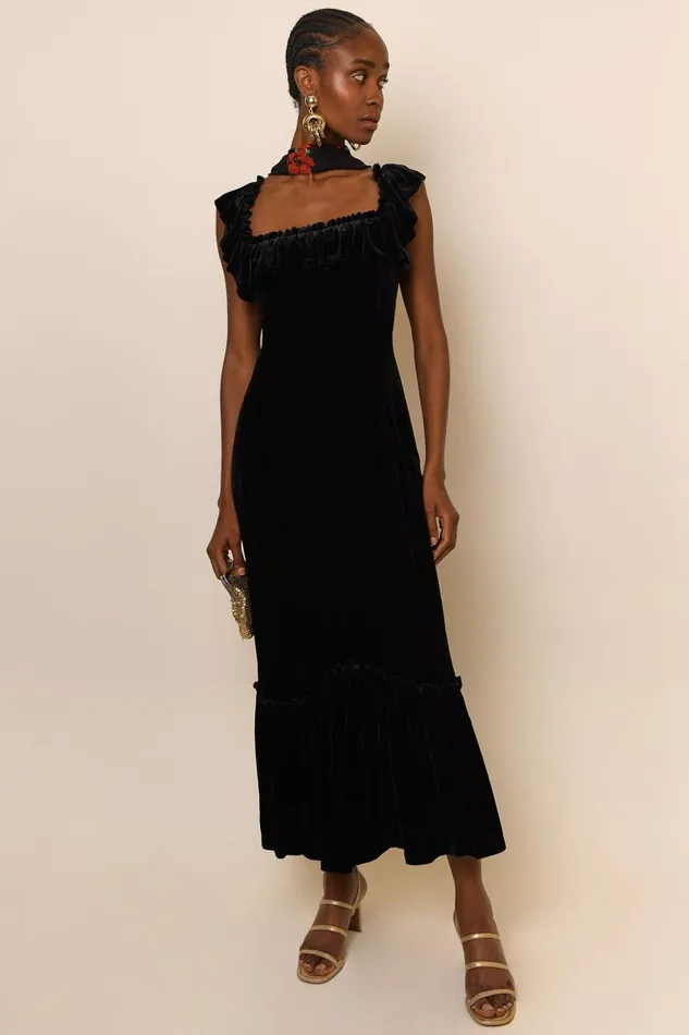 Women Dresses RIXO June Black Velvet