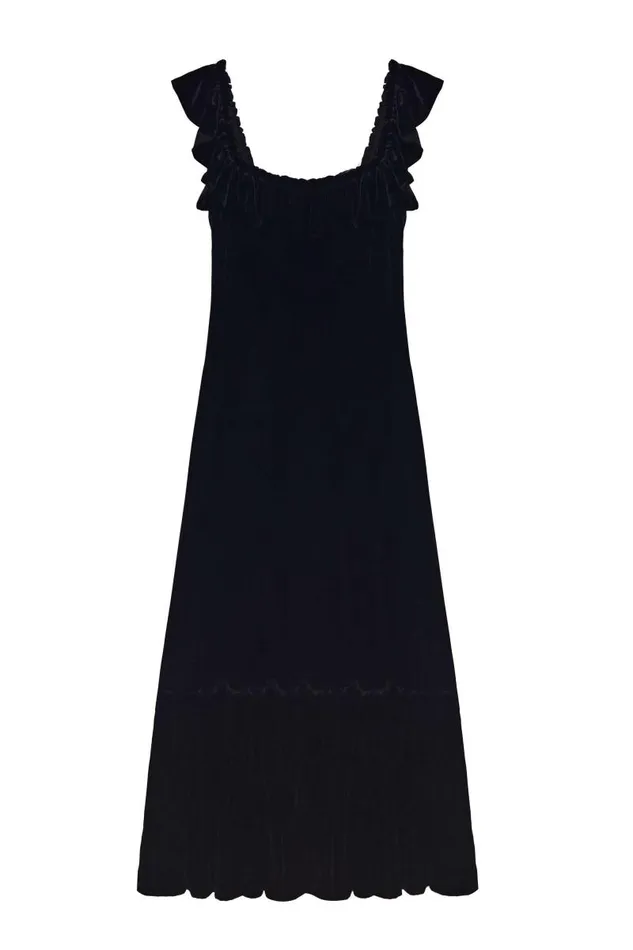 Women Dresses RIXO June Black Velvet Women Dresses RIXO June Black Velvet
