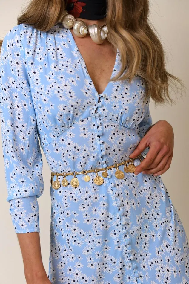 Women Dresses RIXO Katie Steel Blue Daisy Women Dresses RIXO Katie Steel Blue Daisy