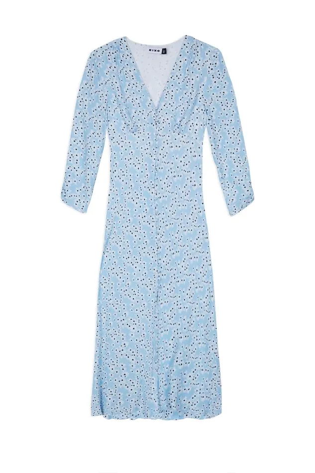 Women Dresses RIXO Katie Steel Blue Daisy Women Dresses RIXO Katie Steel Blue Daisy