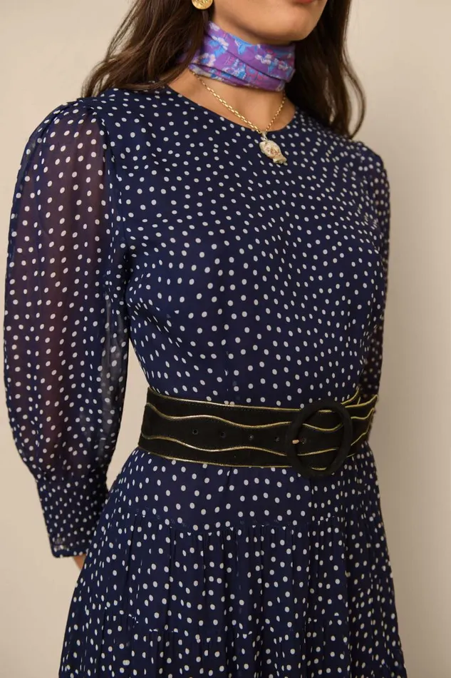 Women Dresses RIXO Kristen Polka Dot Navy Women Dresses RIXO Kristen Polka Dot Navy