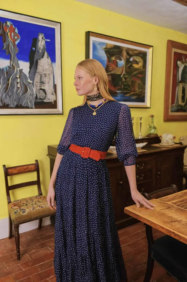 Women Dresses RIXO Kristen Polka Dot Navy Women Dresses RIXO Kristen Polka Dot Navy