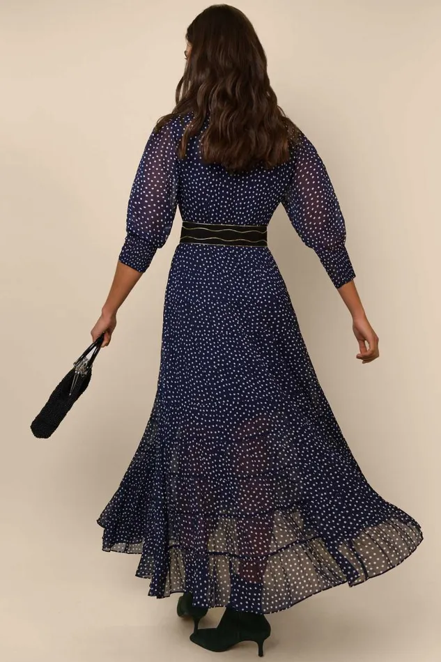 Women Dresses RIXO Kristen Polka Dot Navy Women Dresses RIXO Kristen Polka Dot Navy