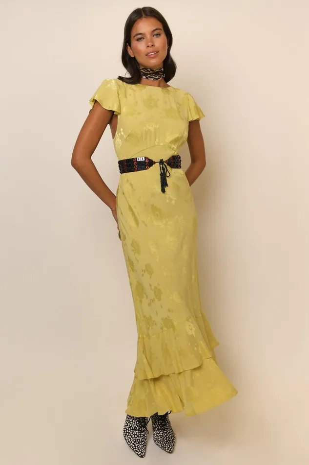 Women Dresses RIXO Liberty Gold Poppy Jacquard Women Dresses RIXO Liberty Gold Poppy Jacquard