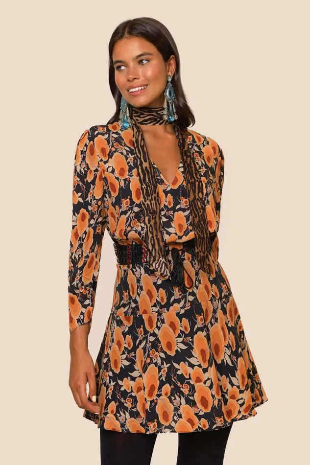 Women Dresses RIXO Lilian Sienna Starlet Floral Leopard Mix